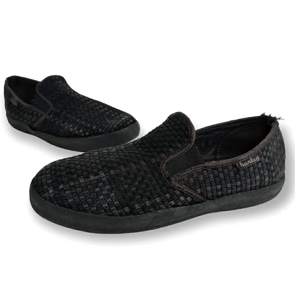 Hurley Surf Woven Black Slip On Vintage Shoes Dia De Los Hurley Size 9.5